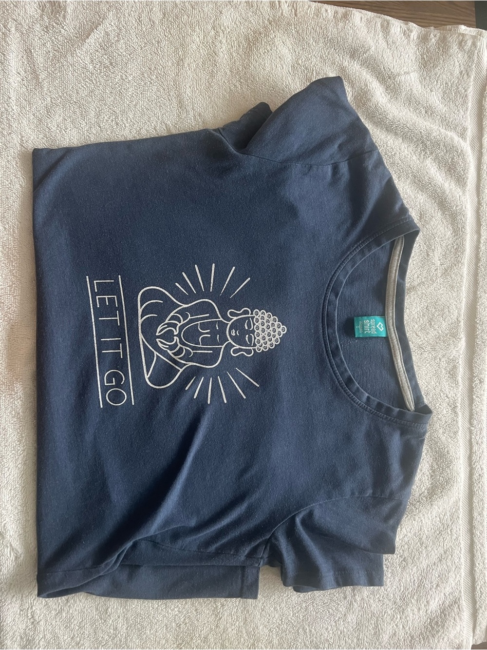 Women Navy 'Let It Go' Graphic Tee. Soft and comfy gives you a feeling of Zen.